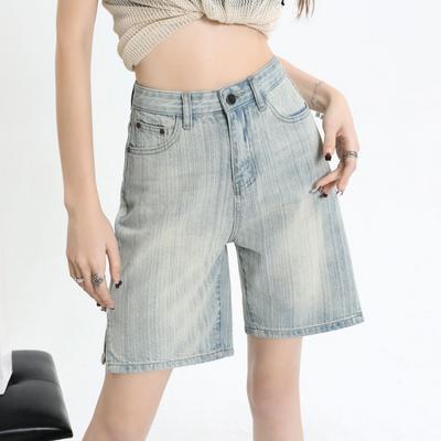 Classic Denim Shorts Women Summer High Waisted Shorts Casual Wide Leg Pants Stright Jeans Womens Fifth Pants Shorts