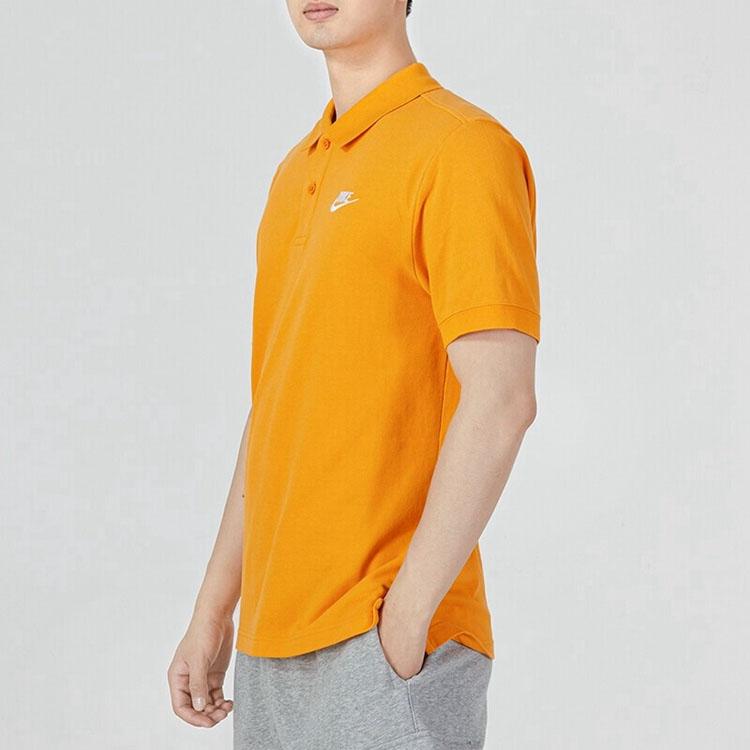 Nike Ropa deportiva Polo de color sólido Tops para hombre Naranja CJ4457-886