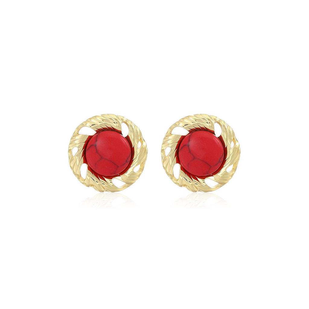 Vintage Cat Eye Textured Sunflower Stud Earrings – Luxury Geometric Metal Style for Women