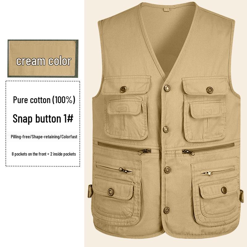 

Plus Size Quick-Dry Multi-Pocket Sleeveless Vest for Outdoor Activities and Photography L (90-120 jin)