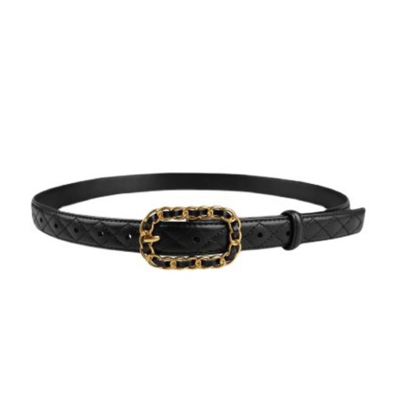 Belt New Women S Rhombus Retro Belt Decoration With Skirt Black Simple Belt Women S Jeans Belt 105cm