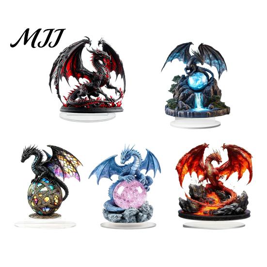 Acrylic Dragon Ornaments Fantasy Statue, Gothic Tabletop Figurine, Mythical Theme Room Decor Desktop Ornament for Office Bedroom Gaming Durable