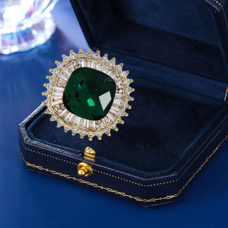 

Простая магнитная брошь-кнопка премиум-класса Niche Полный циркониевый корсаж Фиксированный воротник-планка Аксессуары для пиджака Electroplating real gold изумрудный