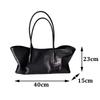 Yogodlns New Korean Trendy Y2K Black Shoulder Bag Crocodile Grain Pattern PU Leather Tote Bag Large Capacity Commute Travel Daily Handbag