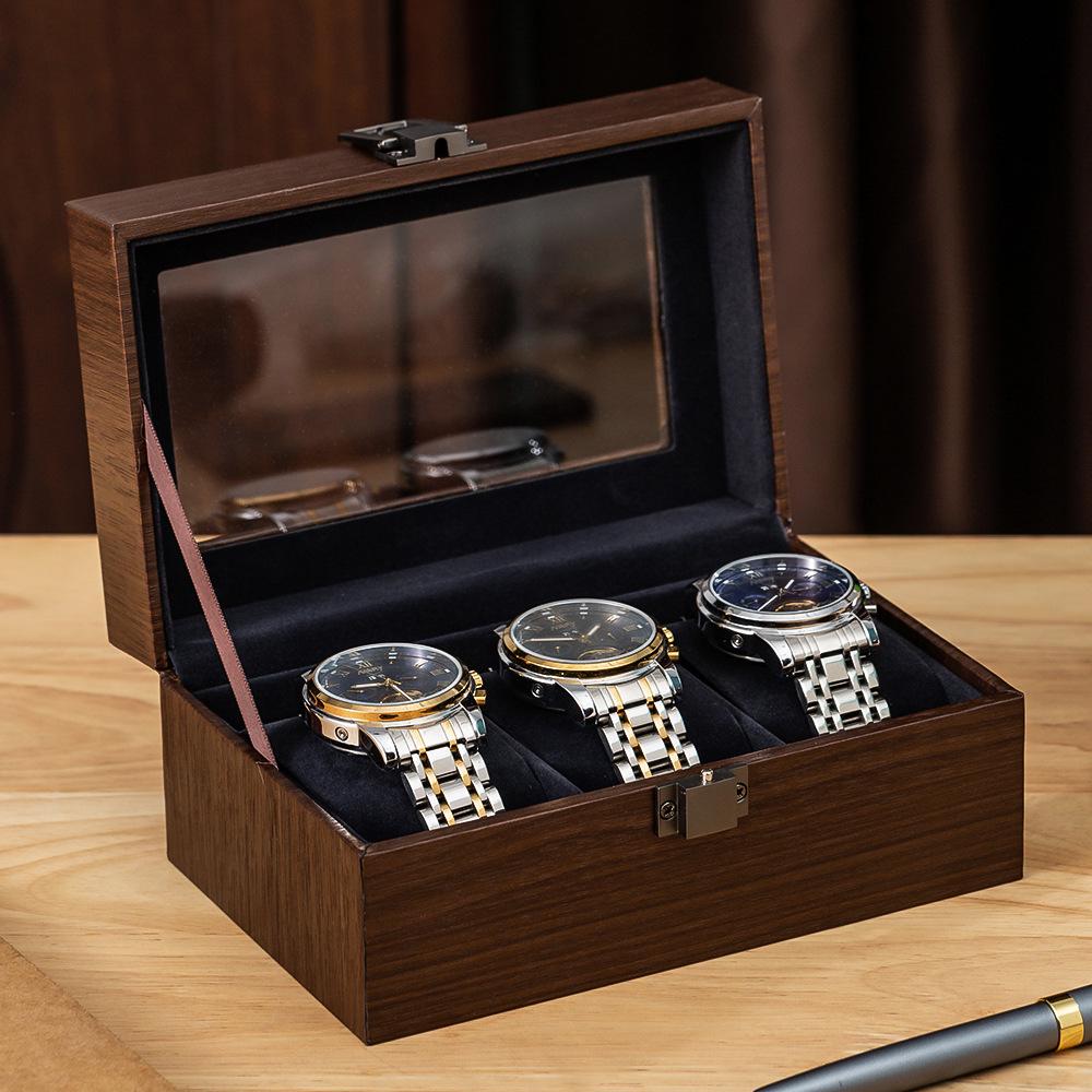 2025 Walnut Wood Grain Watch & Sunglasses Storage Box