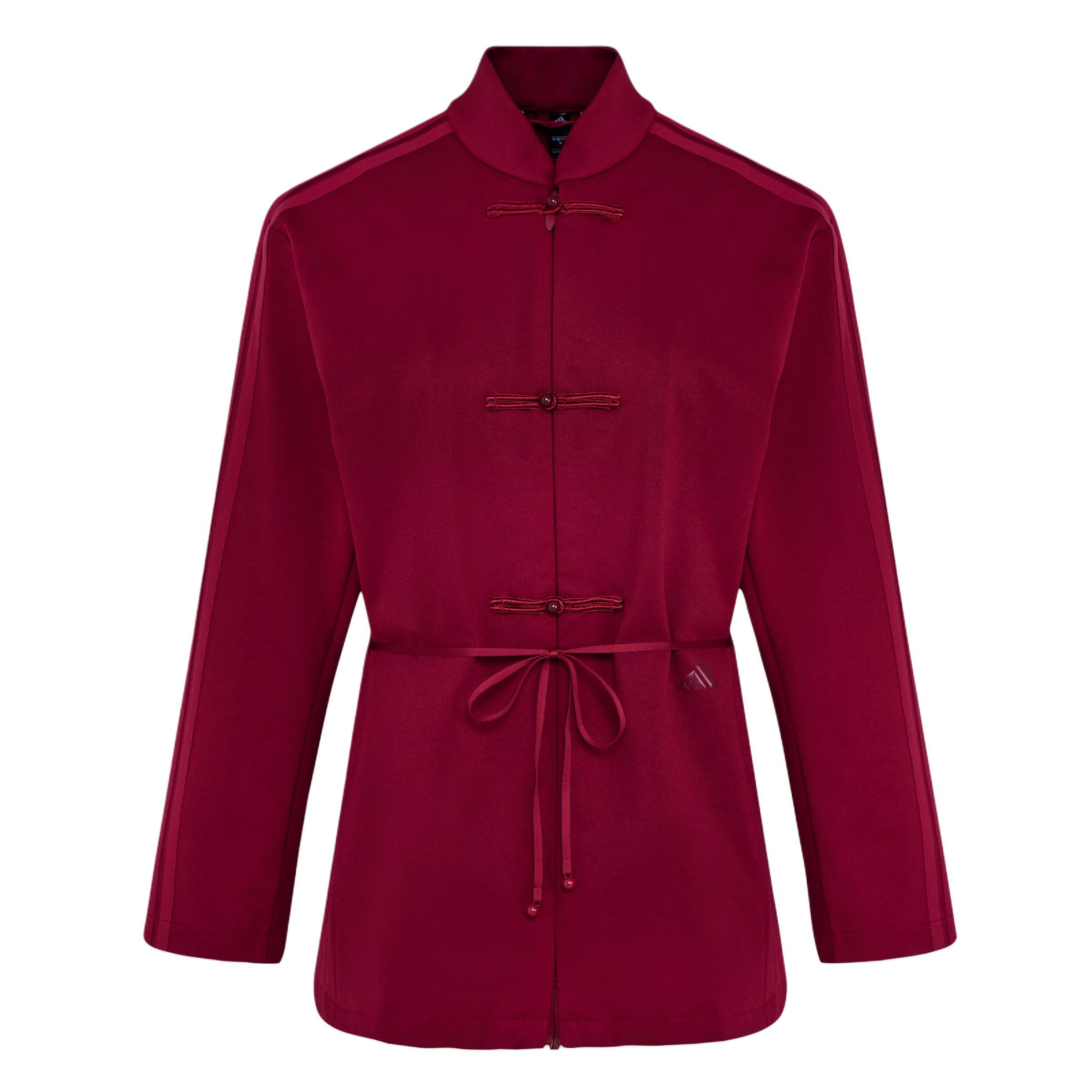 adidas Premium Lux Series New Chinese Style Frog Button Tie Waist Women s Sports Jacket Burgundy HY2111 S