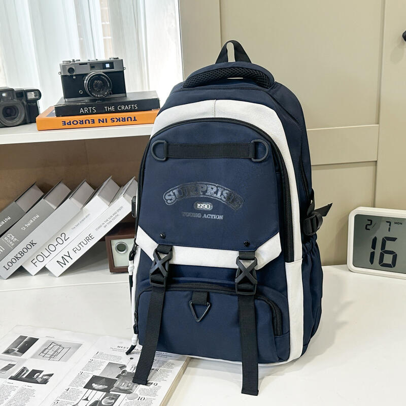 Men's Contrast Backpack Large Capacity Student Schoolbag Women's Backpack