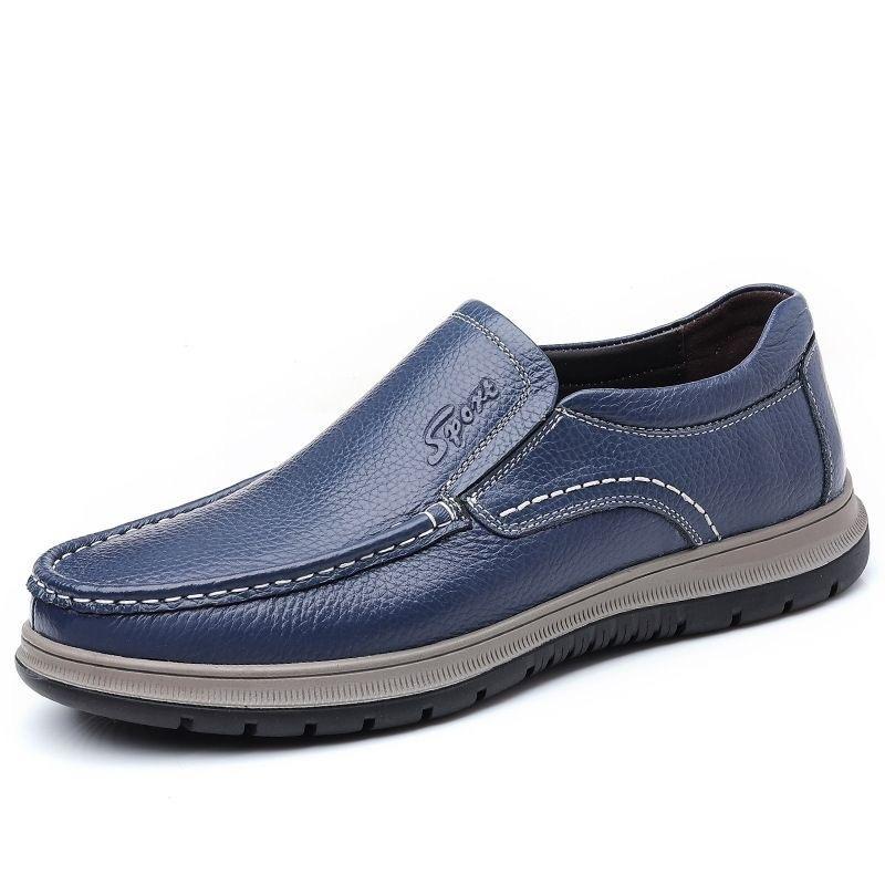 Men's Minimalist Leather Slip On Loafers, Breathable Business Casual Lazy Skate Shoes, Versatile Driving Shoes for Daily Wear