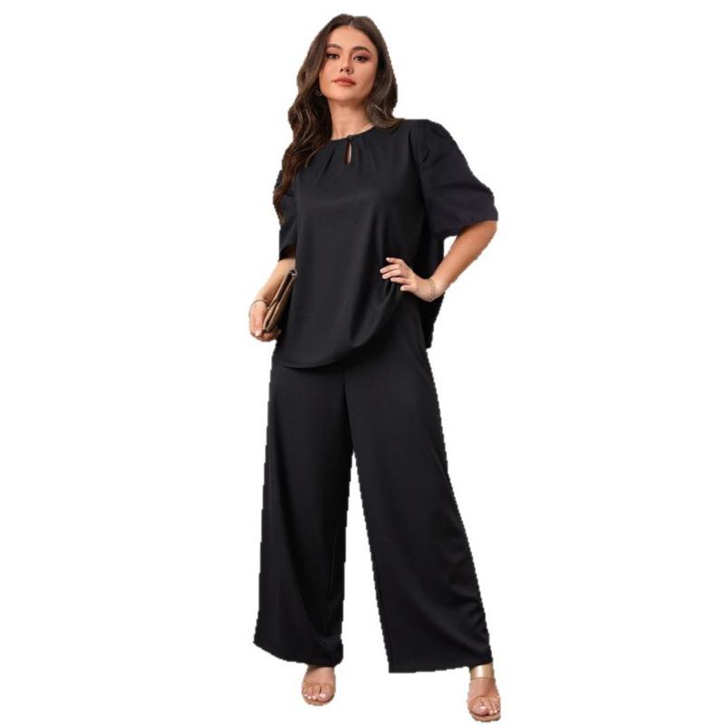 Dam Casual Sommar Rundhals Kortärmad Lös Vidbent Byxdress