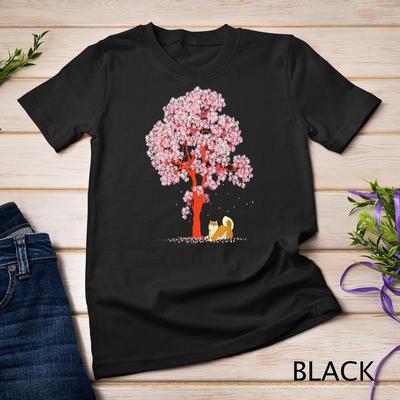 Sakura Japanische Kirschblüte Hund Kawaii Anime Haustier Shiba Inu Unisex T-Shirt