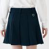 Goxo Metal Logo Flap Pleats Skirt Indigo