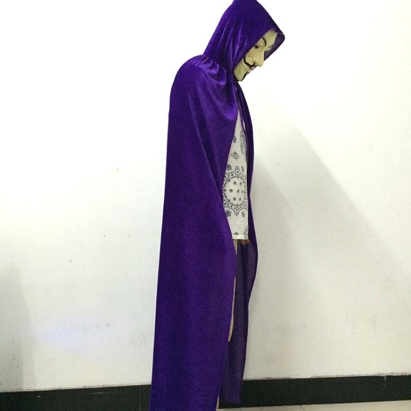 Halloween Cape Cospl Masquerade Costume Witch Cape Witch Elf Golden Velvet Cloth Cape 1.7 Meters