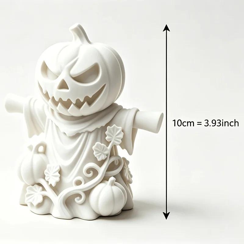 Gothic Pumpkin Scarecrow Figurines 3D Printed Miniature Halloween Leaf Spooky Lantern Statues Desktop Ornaments Home Decor Gifts