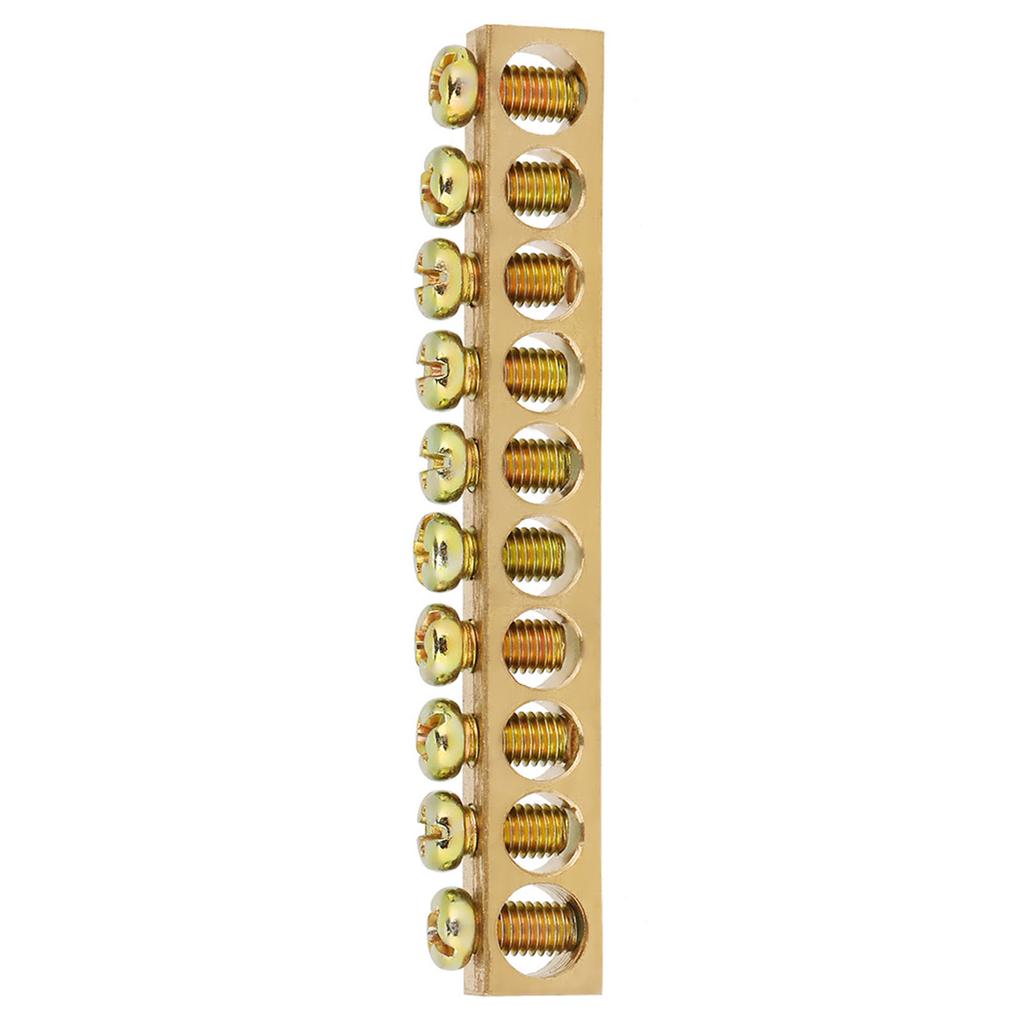 10pcs 10Hole Electrical Distribution Wire Screw Terminal Brass Ground Neutral Bar