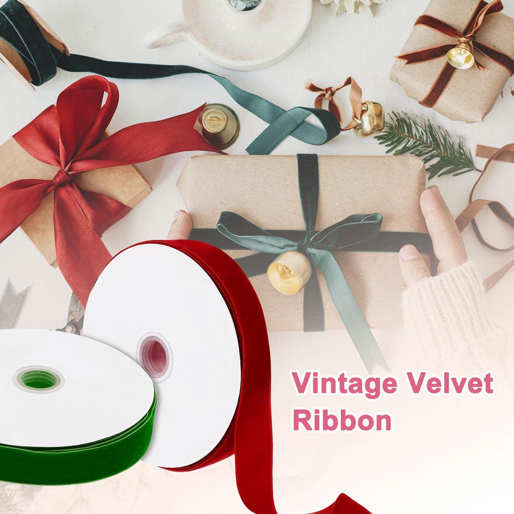25mm Velvet Ribbon Christmas Lace Ribbons Wholesale Gift Wrapping Decoration Handmade Holiday Party Decoration (20Yard/roll)