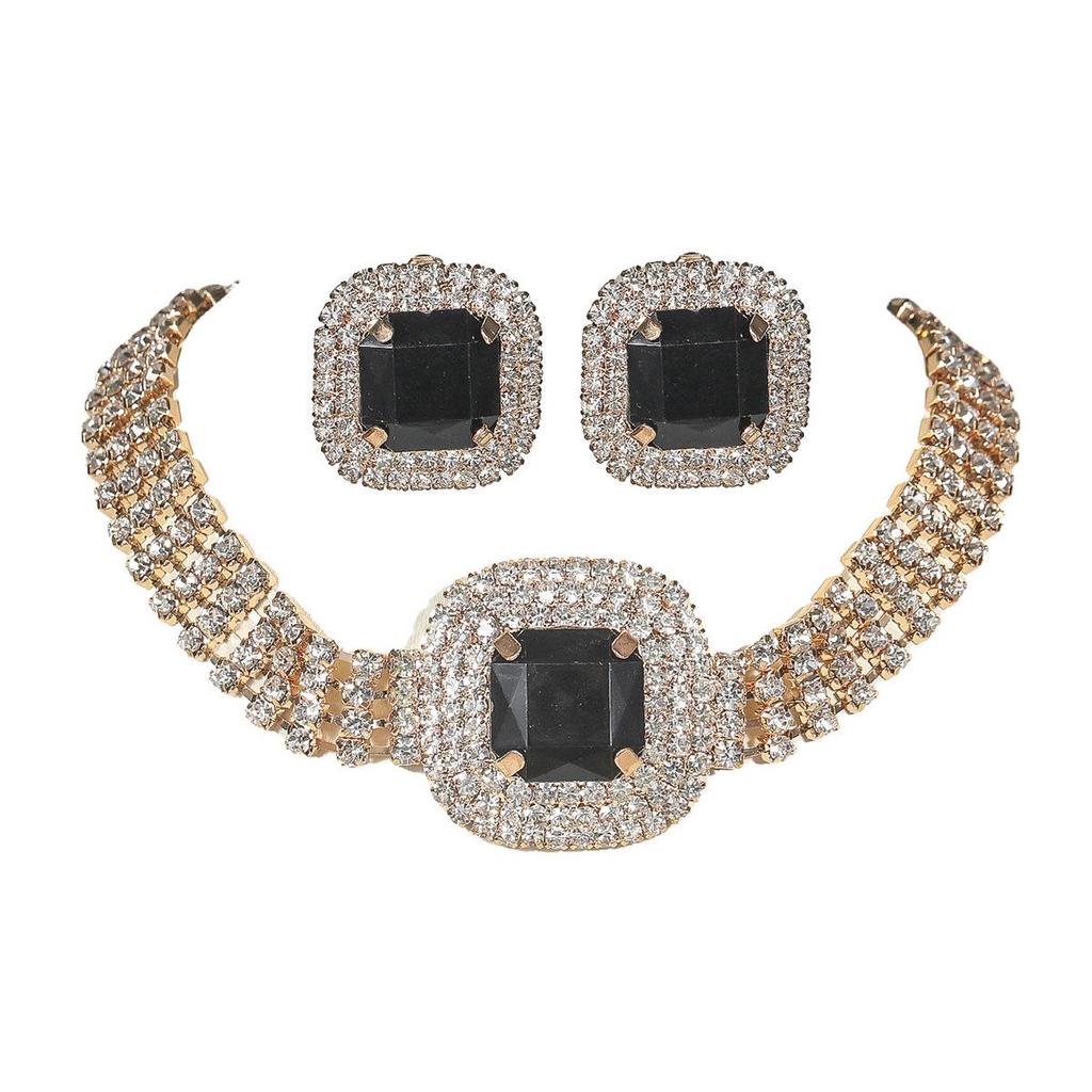 Luxury Rhinestone Necklace & Earrings Set for Women - Perfect Bridal Wedding Jewelry