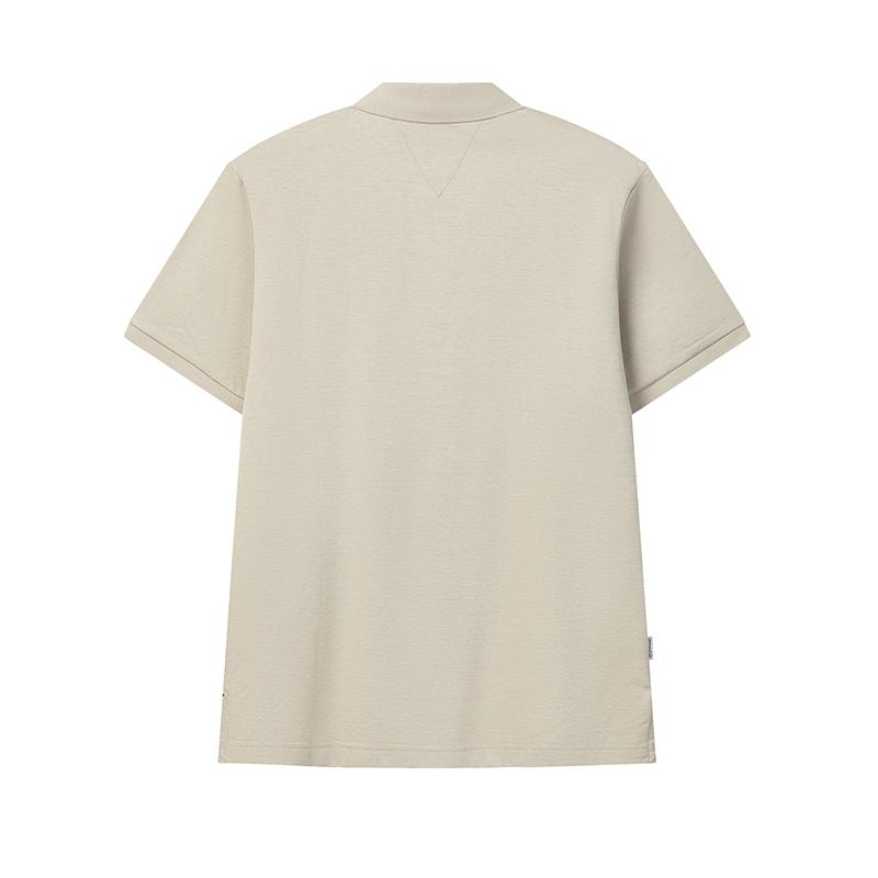 FILA White Fashion Simple Classic Casual Versatile Comfortable Brand Logo Knitted Short Sleeve Polo Shirt Men tops Feather-Gray F51M623101FGY