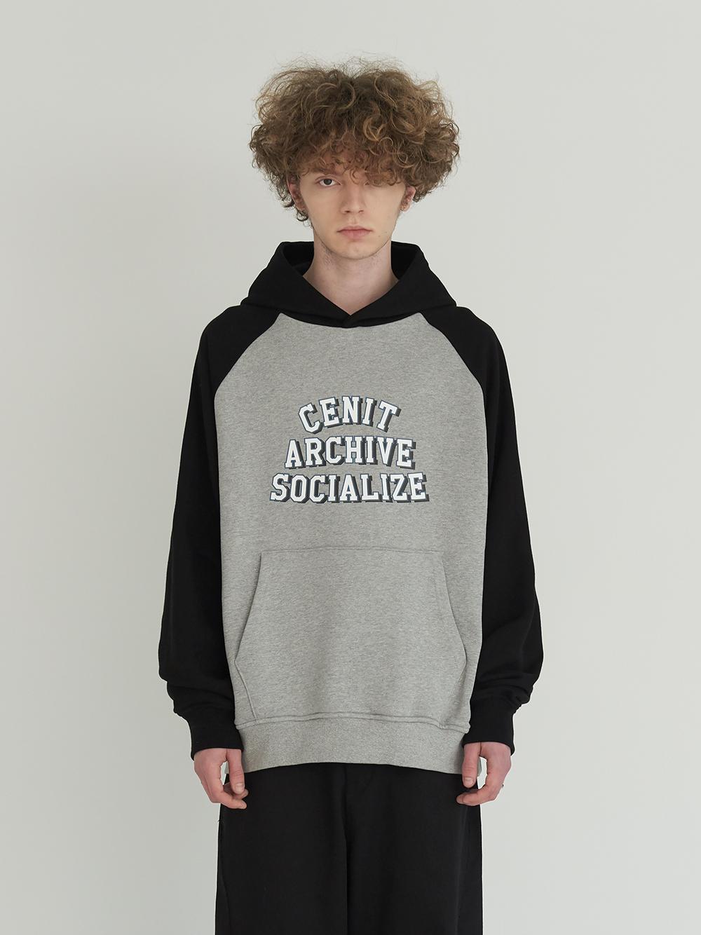 Senit Raglan Mix Color Hoodie Melange Gray M