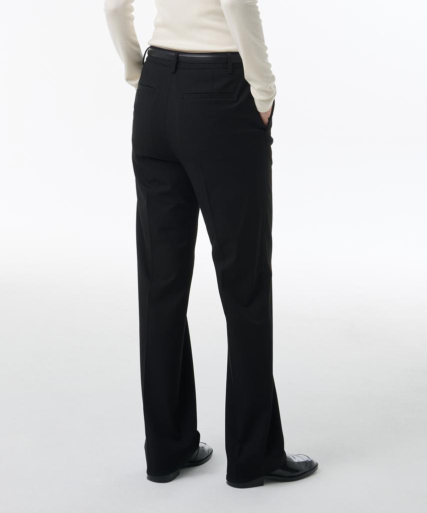 MUSINSA STANDARD WOMAN Women'S Slim Straight Hidden Elastic Waist Length Slacks [Black]