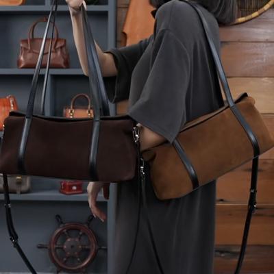 Vintage Wildleder Tasche Damen Pendler Vielseitige Schulter Unterarmtasche Kissen Tasche Diagonale Umhängetasche