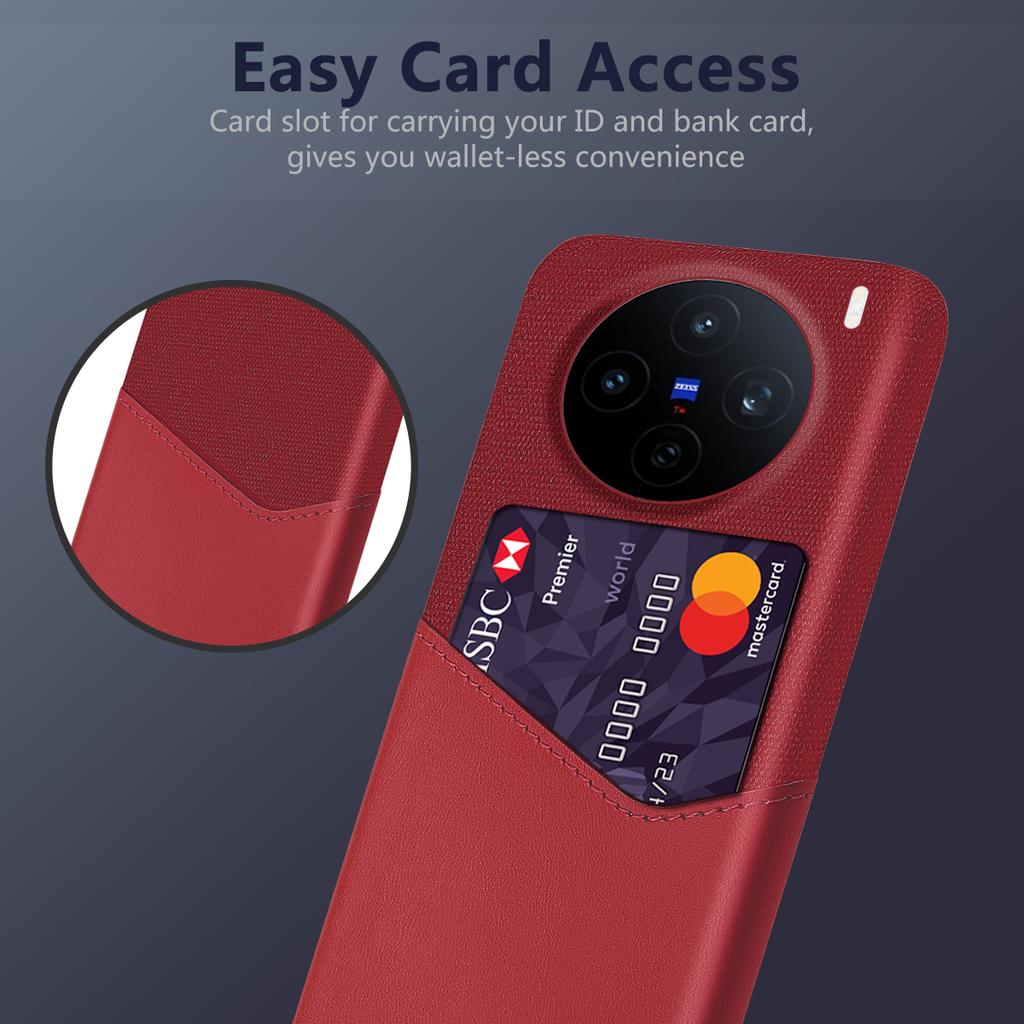 For vivo X200s 5G Case PU Leather Cloth Texture Hard PC Phone Cover with Card Holder