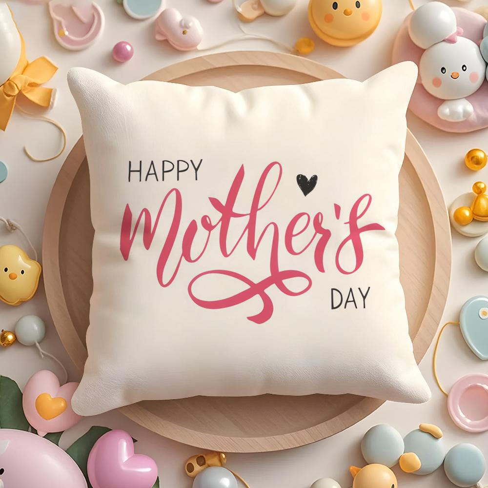 Mother'S Day Cushion Cover Plush Fabric Soft Double-Sided Printed Sofa Warm Winter Home Gift Pillow Case