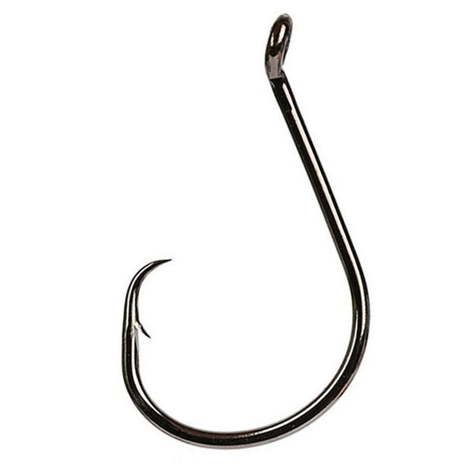 20Pcs Offset Sport Circle Hi-Carbon Steel Jig Barbed Fishing Hooks 2 Ring Swivel