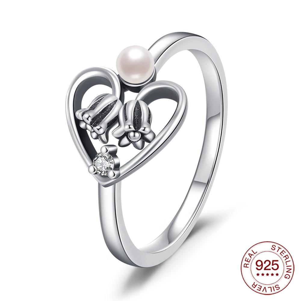 Nouvelles Bagues Bague en Argent 925 Bague Originale en Argent Perle Pour Femmes Luxe Zircon Simple Bague de Doigt Bijoux Cadeaux Amoureux
