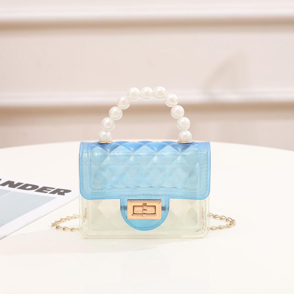 2024 Geantă de mână nouă cu perle, Geantă de umăr simplu, Geantă crossbody pentru fete, Geantă Jelly, Geantă mică argyle, Lanț din silicon, Geantă crossbody