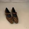 Damen Klobige Einzelne Schuhe Herbst Neue Mode Eckiger Zeh Flacher Ausschnitt Wildleder Leopard Weiche Sohle Rutschfest Niedrige Schuhe