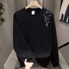 Threaded Cuffs Long Sleeves Trendy Brand Pure Cotton Men'S Bottom Shirt T-Shirt Trendy Crew Neck Men'S And Women'S Versatile Top
