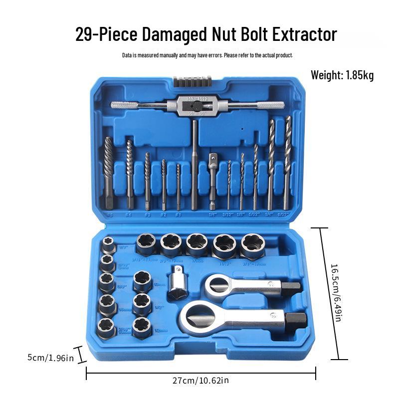 29-Piece Damaged Screw and Nut Extractor Set