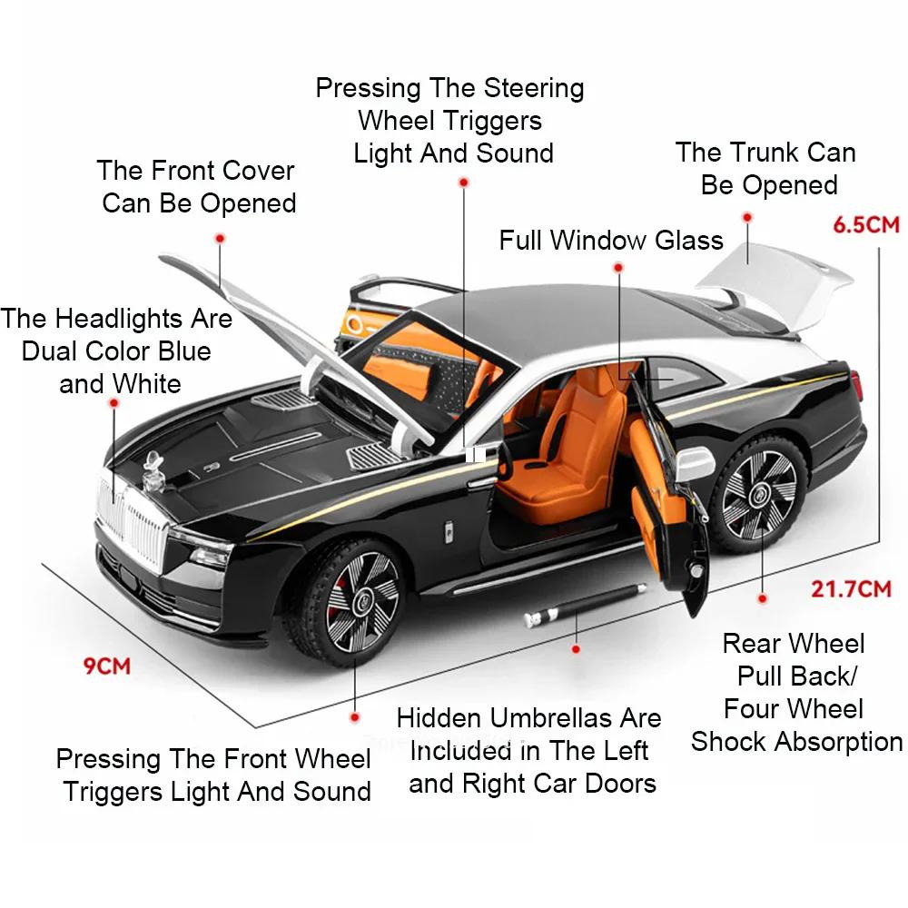 1:24 Rolls-Royce Cullinan Spectre Automodell Spielzeug Sternenhimmel Dach Stoßdämpfung Legierung Druckguss Fahrzeugmodelle Geschenk Ornamente