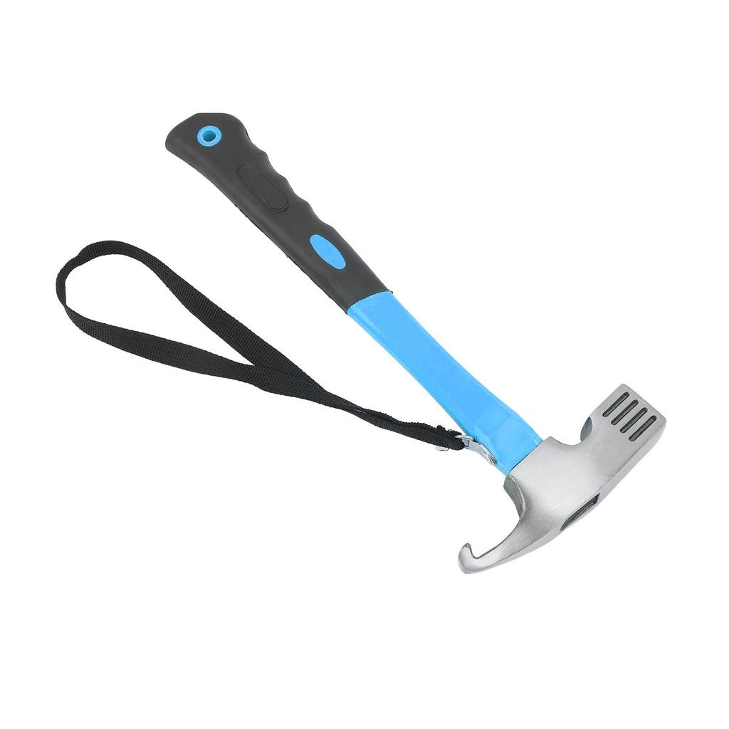 Claw Hammer ABS Rubber Iron Multifunctional Nailing Hammer with Hawkbill Curved Hook for Outdoor Camping Hiking Blue