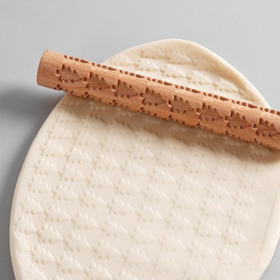 1PC Solid Wood Clay Clay Tools - Wooden Rolling Pin, Clay Press Stick, Printing Stick, Large Area Embossing Mold