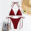 Women Thong Bikini Set Side Lace-up Sexy Swimsuit Bandage Neck Tie Swimwear Adjustable Brazilian Style Bikini Underwear