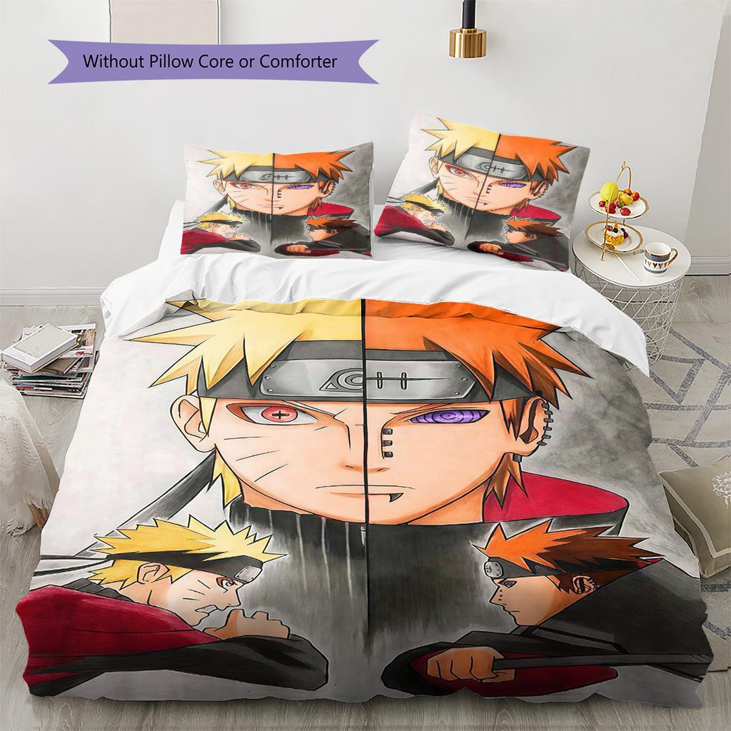 Naruto Vs Pain Pattern Bedding Quilt Set Quilt Cover Pillowcase Home Birthday Gift(1 * duvet cover + 2 * pillowcase, without core)