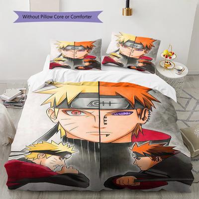 N-Narutos Vs Pain Pattern Bedding Quilt Set Quilt Cover Pillowcase Home Birthday Gift(1 * Duvet Cover + 2 * Pillowcase, Without Core)