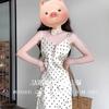 Summer French Coffee Break Temperament Celebrity Polka Dot Suspender Dress Fairy Lotus Leaf Edge Gentle Wind Holiday Long Skirt
