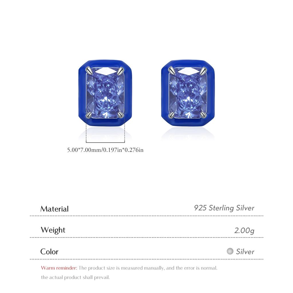 Orecchini Smaltati Multicolore Argento Sterling 925 Lusso Cuore Ovale Taglio Ghiaccio Frantumato Orecchini a Bottone in Zirconia Cubica per Donne Gioielli Raffinati