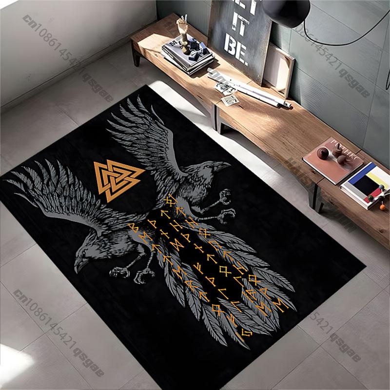 Viking symbolism power runes carpet Yoga living room room decor children's crawling mat doormat area rug games mat