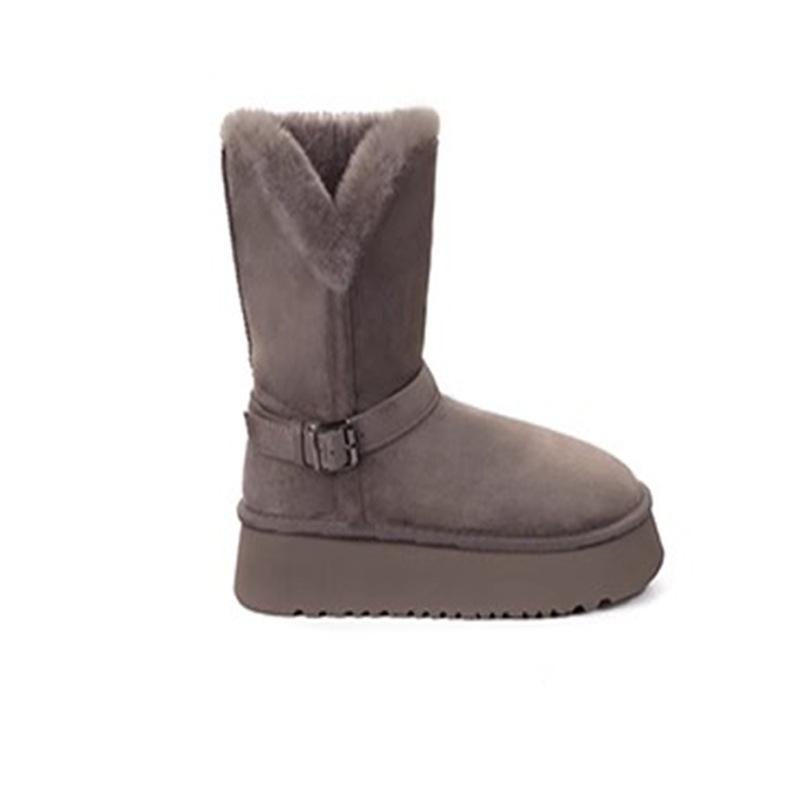 Grape mother studiolee the night before the first snow~ two wear buckles with thick bottom fluffy flanged medium tube snow boots women winter