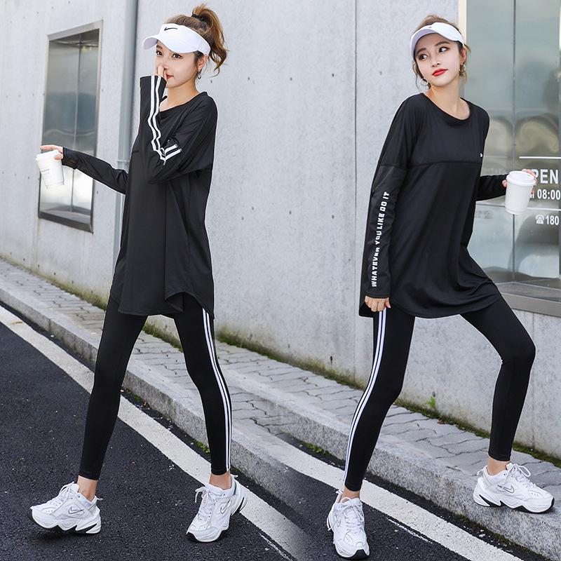 Women's Plus Size Quick-Dry Yoga & Fitness Set - Autumn/Winter Long Sleeve, Loose Fit