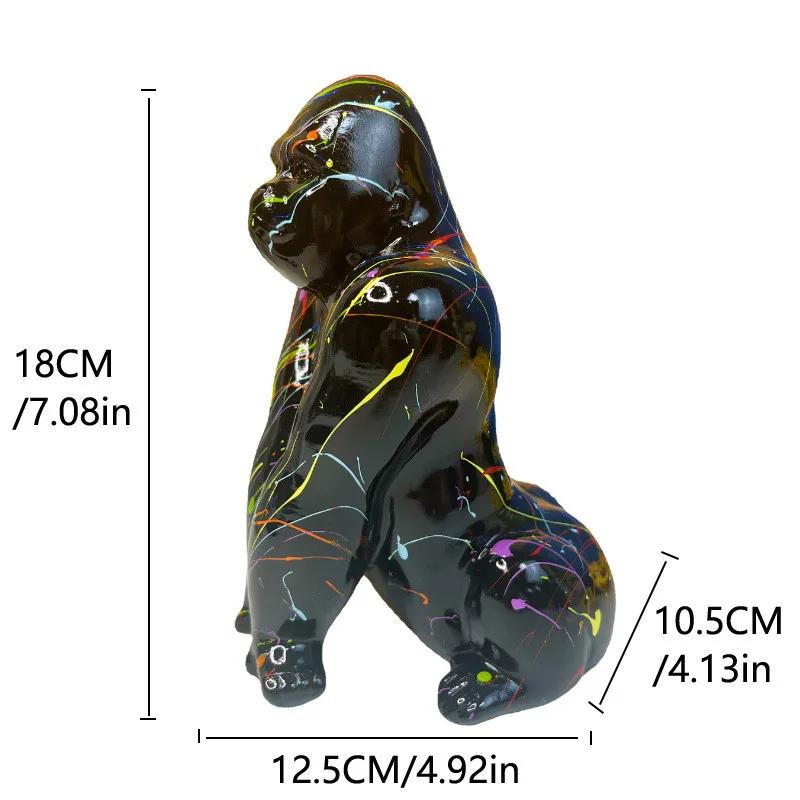Creative Graffiti Art Gorilla Sculpture, Living Room Bookshelf Decoration Animal Statue, Resin Crafts, Modern Home Decoration