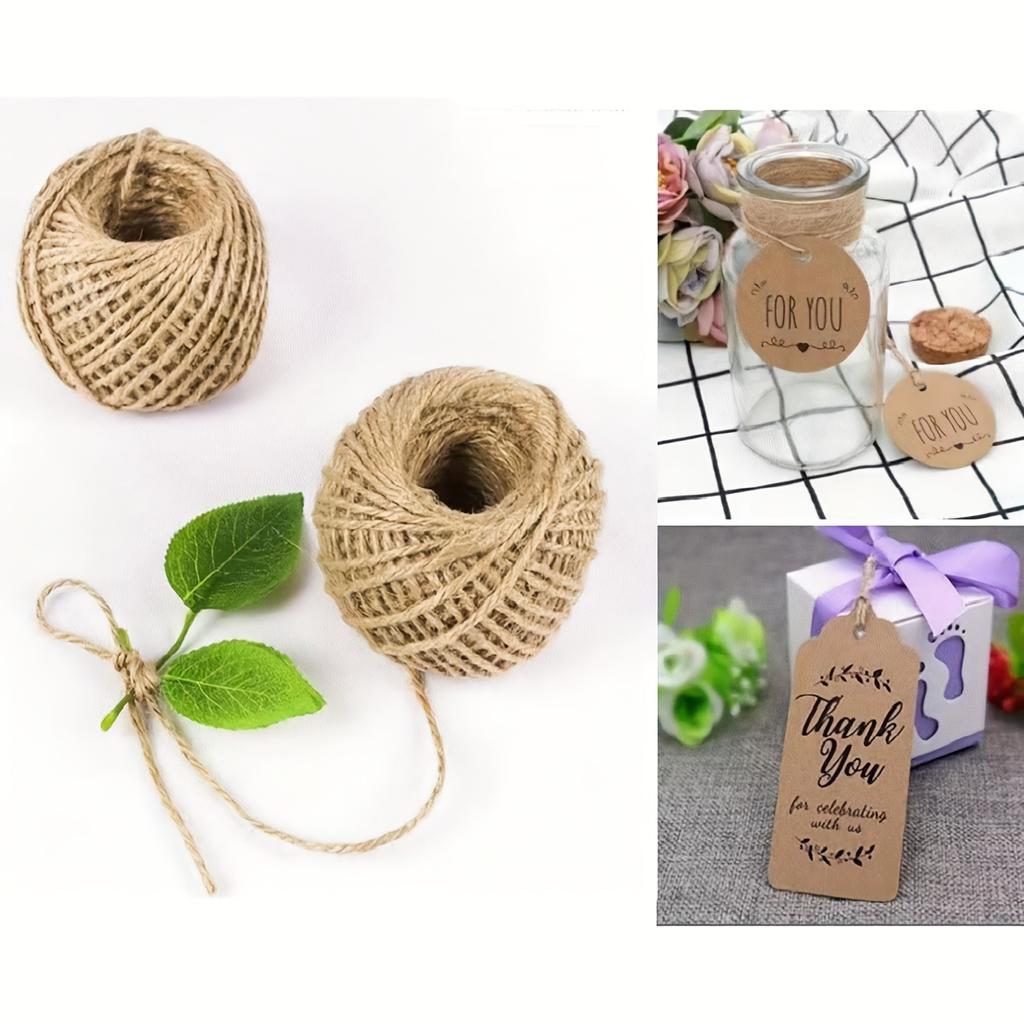 Natural Jute Twine 1.5 mm/2.5mm,(100M/28M) Natural Hemp Twine for Craft Gift Wrapping Packing Gardening Arts Decoration Wedding Decor