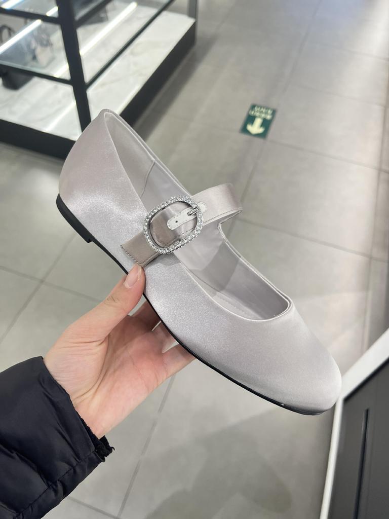 New Rhinestone Leather Soft-soled Single Shoes Women's Round Head Flat-soled Ballet Shoes Mary Jane Ladyshoes