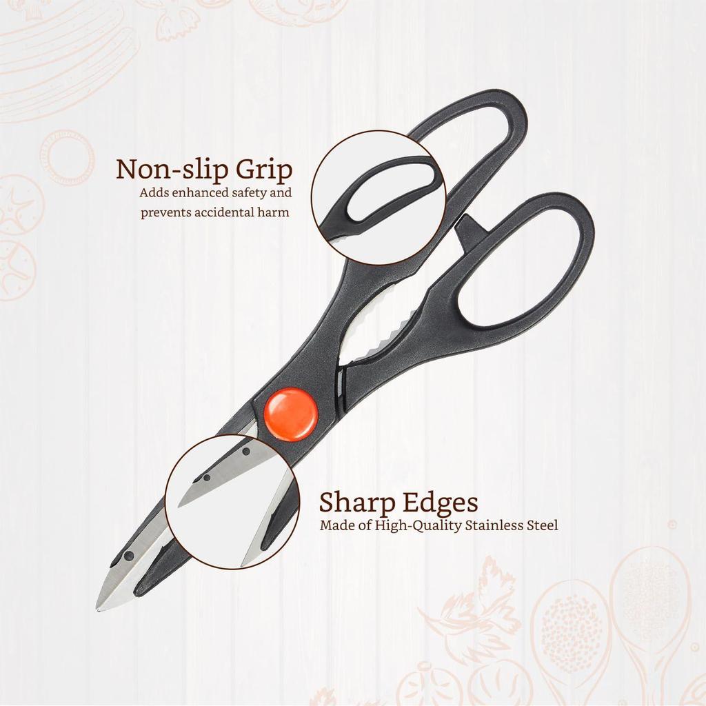 High-Carbon Stainless Steel Detachable Kitchen Scissors | Multi-Function Shears | Set of 2 (Silver)