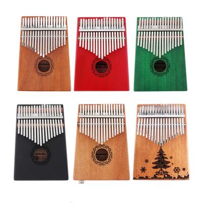 6 Pattens 17 Tuşlu Ahşap Kalimba Tek Kartlı Maun Başparmak Piyano Mbira, Komple Aksesuarlarla