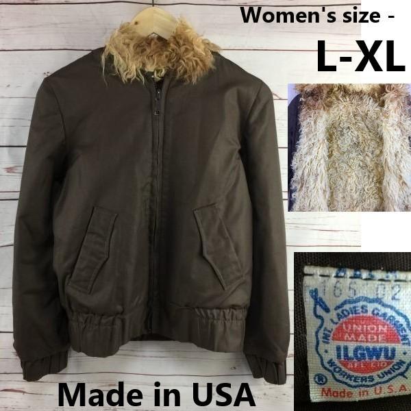 

USA Vintage ILGWU Unionmade Lined Military Jacket Brown L-XL Women(USED)