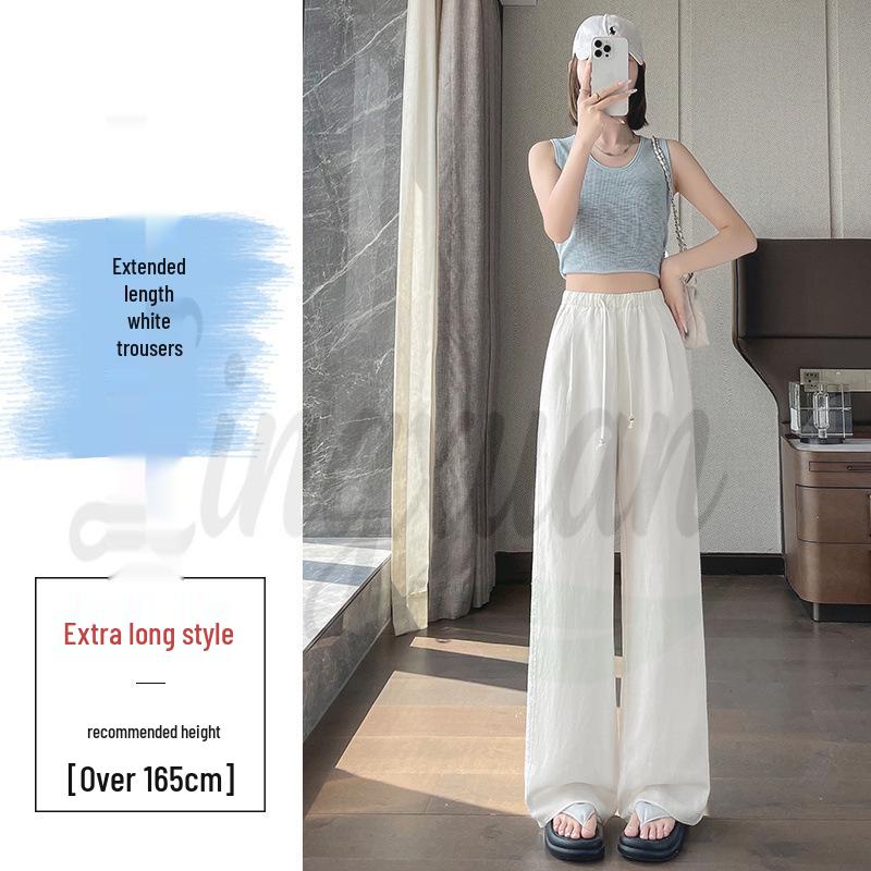 2026 Summer Tencel Linen High-Waisted Wide-Leg Lace Pants for Women Medium